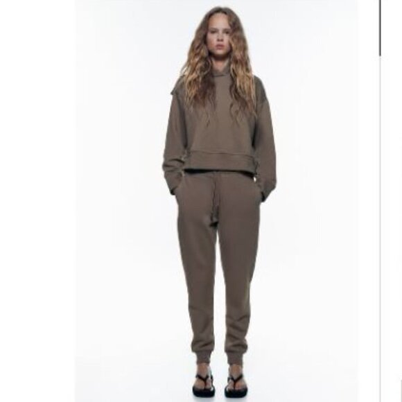 Zara - Ribbed Hoodie & Pants in Mink - Size M - Next to new - Picture 1 of 13